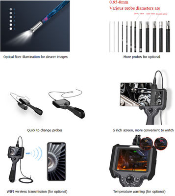 Portable Industrial Optical Endoscope IP54 360° Artikulasi arah penuh